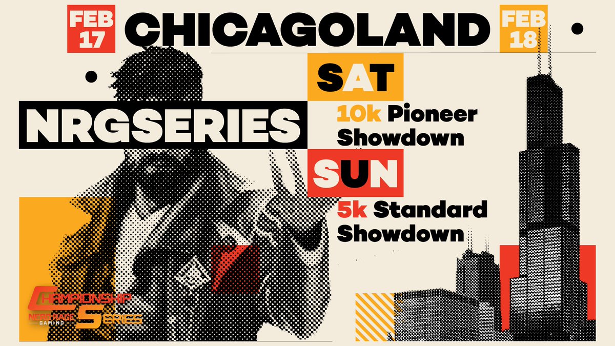 We kick off the NRG Series in just ONE MONTH!  

Join us at #NRGCHI as we set the stage one week ahead of #PTKarlov #MCChicago 

🔸Pioneer & Standard main events 
🔸RC and #NRGChamp Invites!
🔸Side Events + Prize Wall!
🔸Gathering!!

See replies for full details 🧡