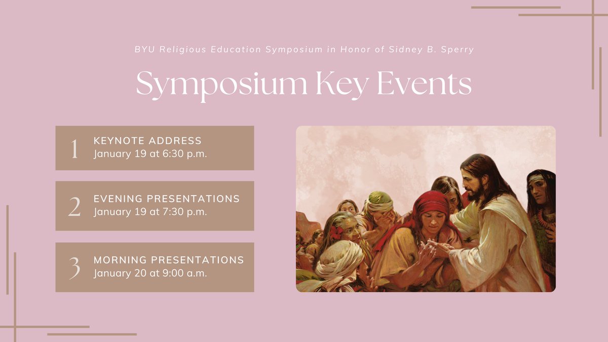 The BYU Religious Education Symposium in Honor of Sidney B. Sperry is here! Tonight and tomorrow, enjoy hearing from presenters about Christ in the Book of Mormon.

Attendance is free! For more information including locations, parking, and presenters, please visit our website.