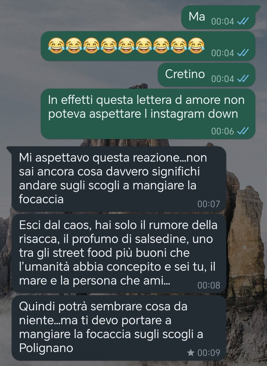 TanaMadeInArg's tweet photo. Fidanzato pugliese che mi ha mandato un reel romantico ma non è arrivato e quindi me lo descrive a parole 🥺#instagramdown https://t.co/qXzl8zPOof