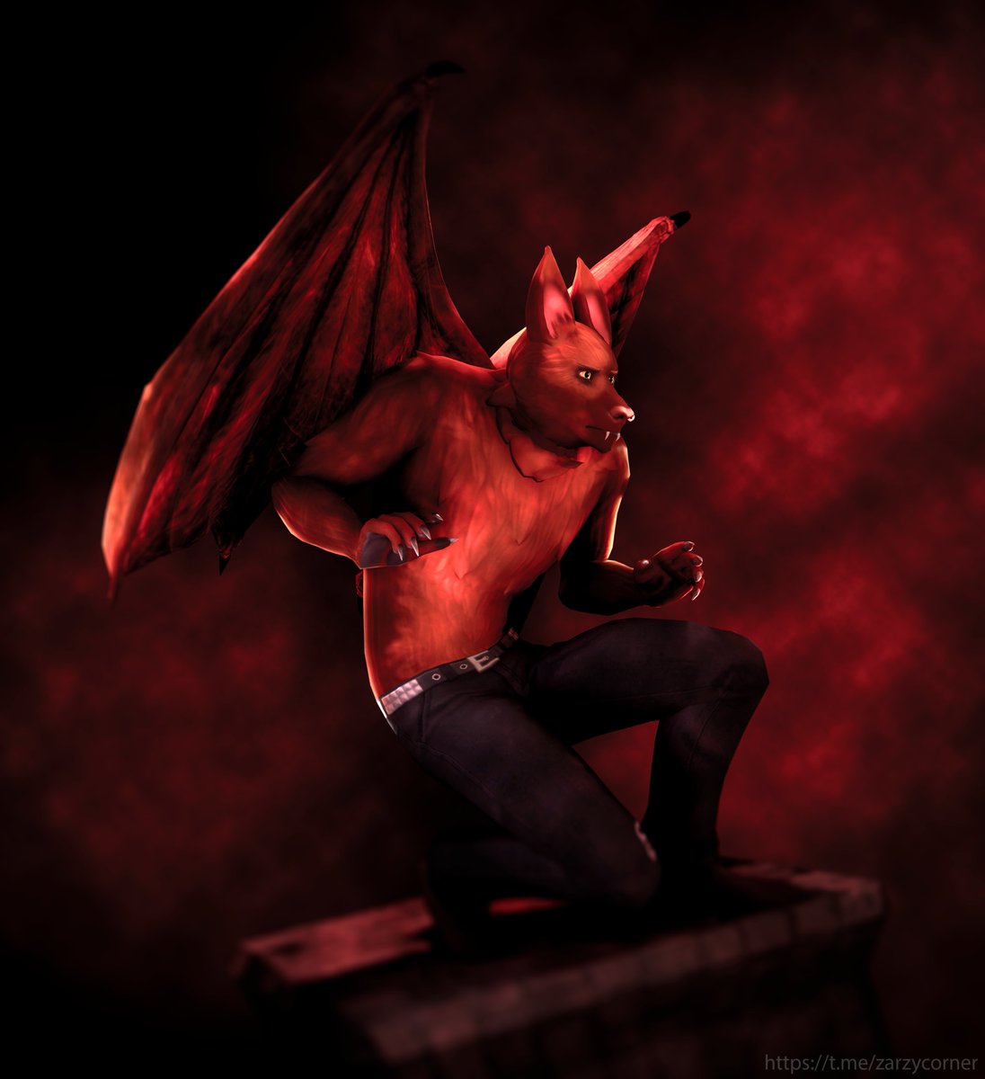 FoxZarz's tweet photo. Some Murphy Fang renders I made recently. Poor boi is struggling with the voices in his head #furryart #Vampire https://t.co/81Kk4krRLf