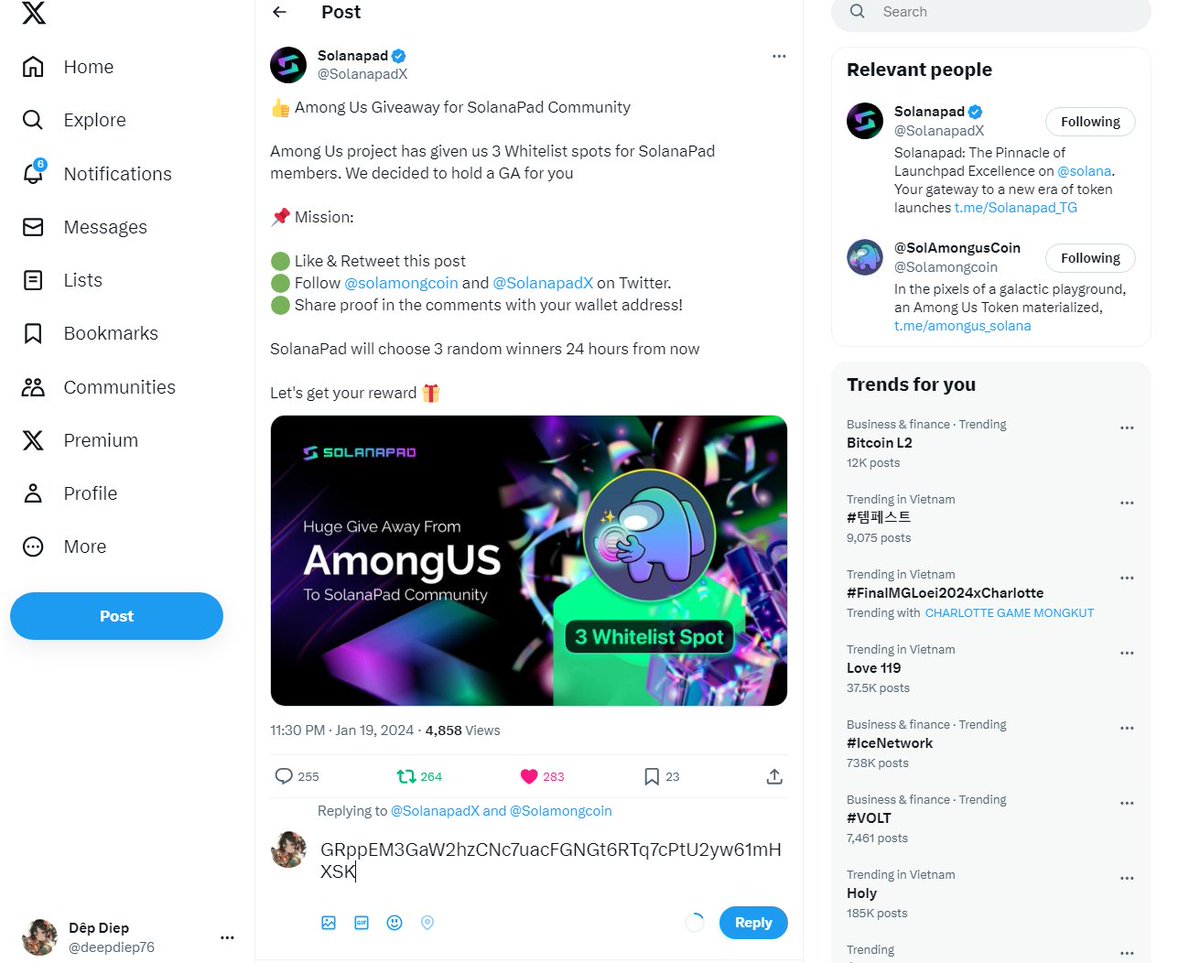 deepdiep76's tweet photo. @SolanapadX @Solamongcoin GRppEM3GaW2hzCNc7uacFGNGt6RTq7cPtU2yw61mHXSK https://t.co/AoMpSh6uma