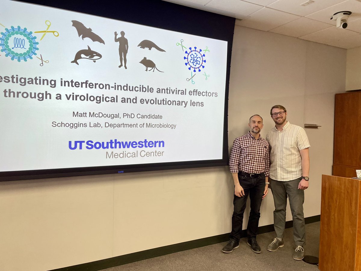 Congrats to newly minted PhD, Dr. Matt McDougal. Amazing defense today showcasing years of Matt’s outstanding research in antiviral immunity. Wishing you continued success in the endeavors ahead. 
<a href="/mattbmcdoug/">Matt McDougal</a> 
@UTSWNews 
<a href="/UTSWGradSchool/">UTSW Graduate School of Biomedical Sciences</a>