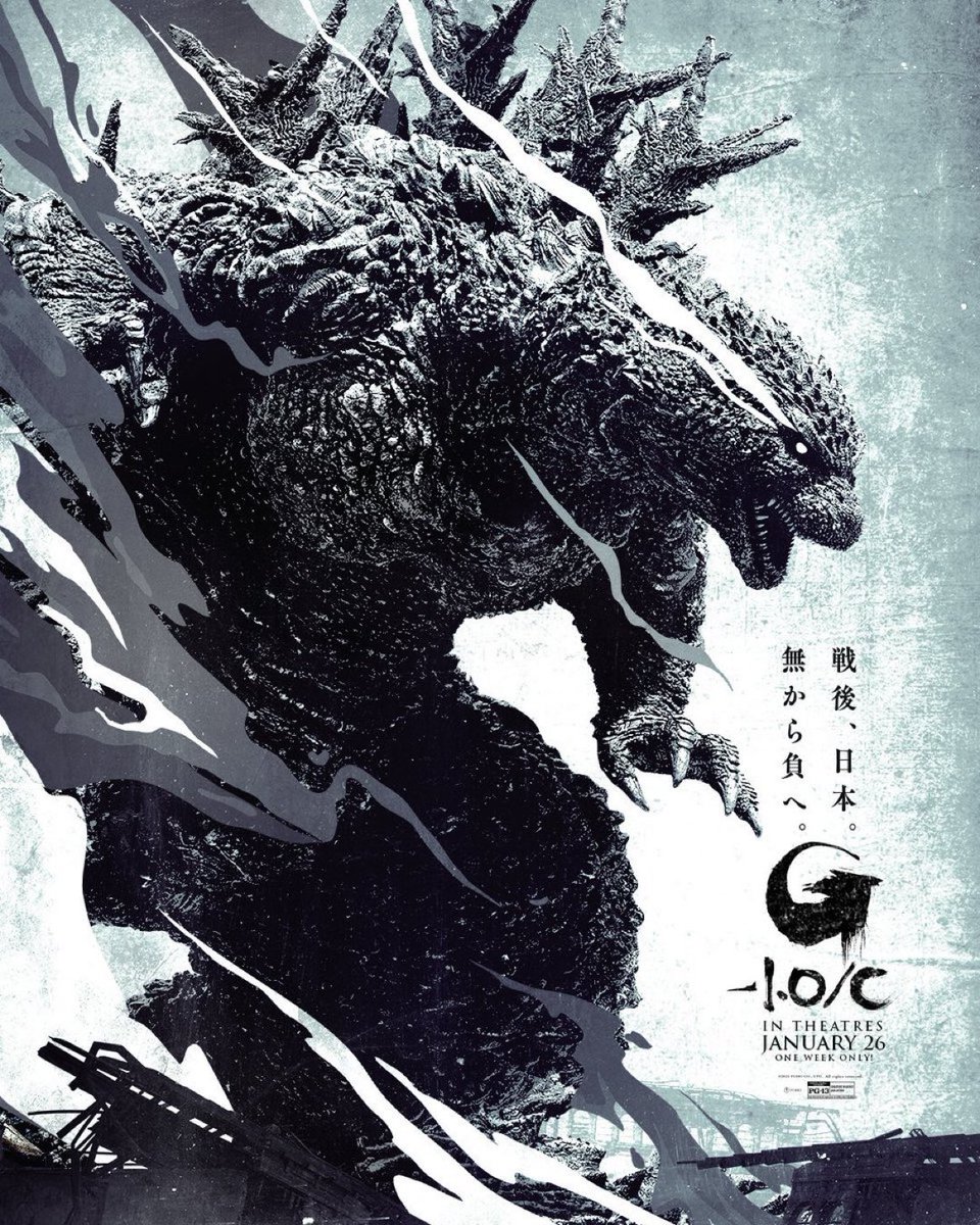 ShonenJPN's tweet image. New poster for #GodzillaMinusOneMinusColor, coming to theaters January 26. Head here to get your tickets NOW!👇 
fandan.co/GodzillaMinusO…