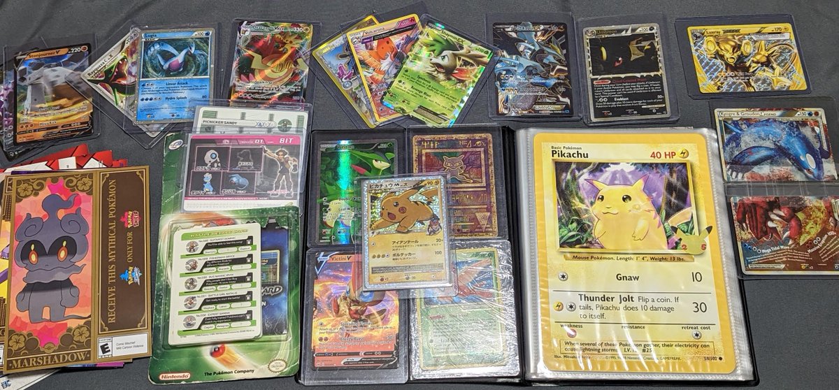 JracoMeter's tweet photo. @Nidorom Yes, I used to collect them all the time. Now I only pick up a Pokémon pack from time to time (might consider a few individual cards in the future). This is an older photo of some of my favorites in my collection. https://t.co/61r94eZEmz