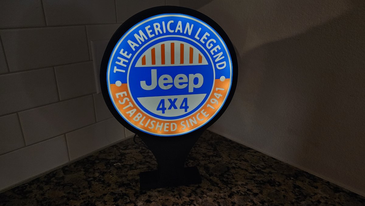 Trex76us's tweet photo. I made a night light up Jeep sign for a desk or shelf. You can even hang it from a wall for some shop art. You can make our own here.  

https://t.co/ldddiGnoIE

#Jeep #light https://t.co/dxZDAAay8s