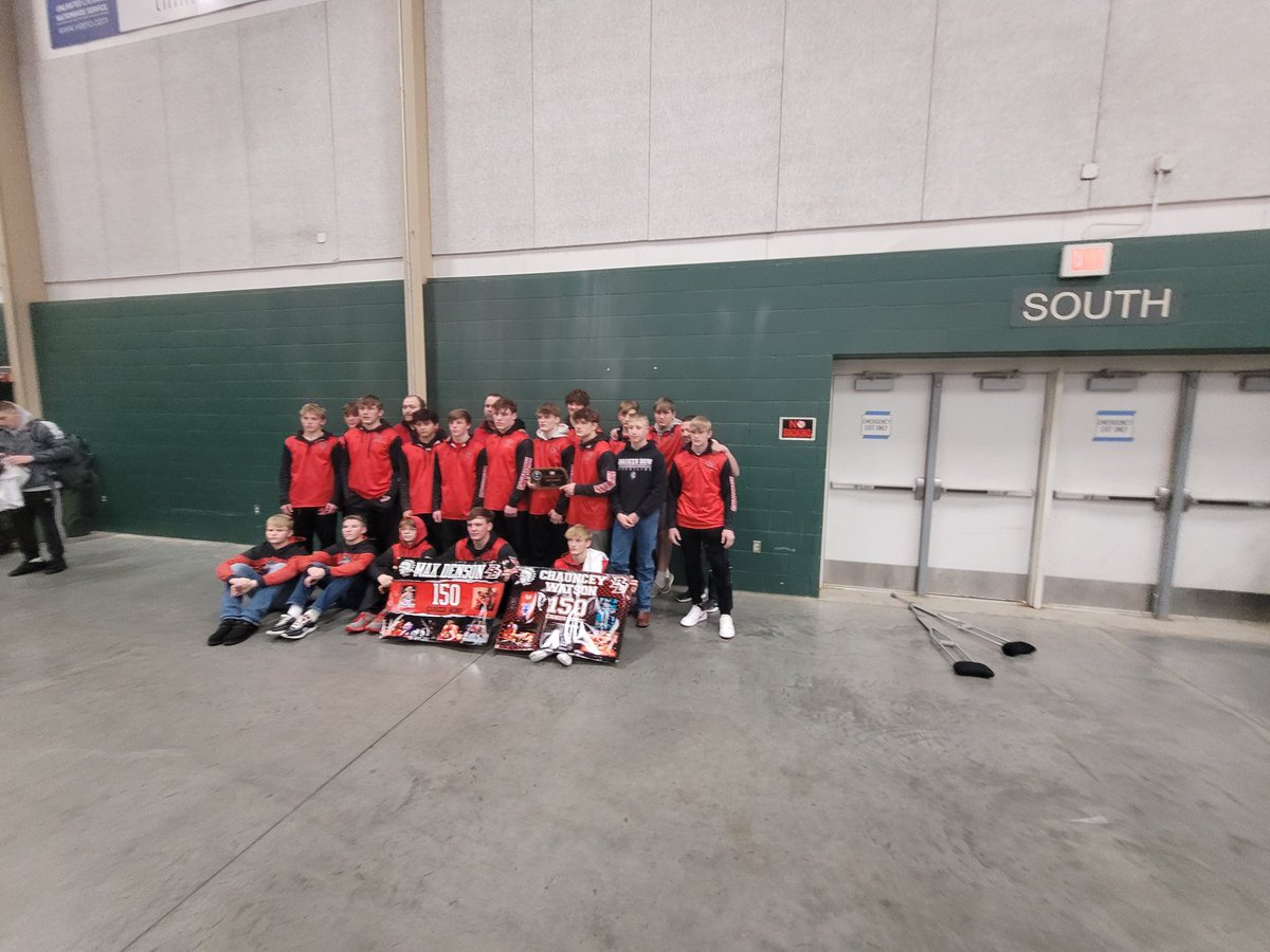 Max Denson and Chauncey Watson both collected 150 wins in the same dual today against Gretna. Great day!!! Team took home 3rd at UNK Duals! LETS GO BOW!!!