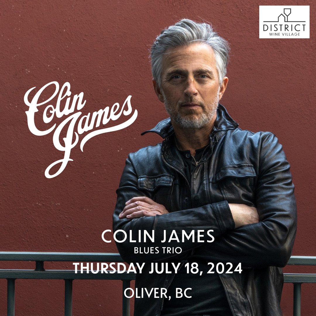 JUST ANNOUNCED! The Colin James Blues Trio will be at the District Wine Village in Oliver, BC this summer on July 18th, 2024! Tickets are on sale now! 🎟: events.humanitix.com/colin-james-ou… #colinjames #districtwinevillage #oliverbc #okanagan #discoverokanagan #livemusic