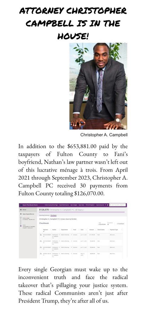 🚨🚨🚨 EXCLUSIVE🚨🚨🚨 In addition to Fulton County District Attorney Fani Willis paying her lover Nathan Wade nearly $700,000 of taxpayer funds, Fani also spread the money from the Fulton County coffers to Terrence Ahmed Bradley, who is Nathan Wade’s divorce attorney/tenant.