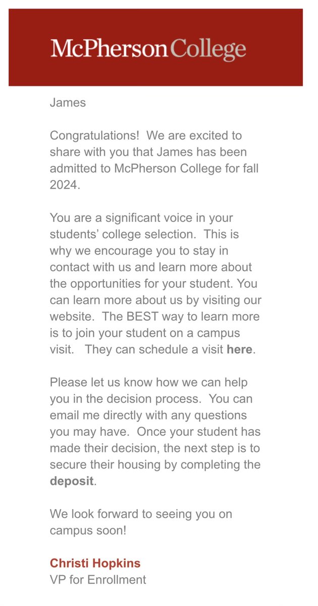 1 week until my official visit…Looking forward to an amazing trip to McPherson College!  <a href="/Mac_College/">McPherson College</a> <a href="/MACBulldogsFB/">McPherson Football</a> <a href="/MAC_Bulldogs/">McPherson Athletics</a> <a href="/CoachJFisc/">Coach Fiscus</a> <a href="/coach_cotton_19/">Anthony Cotton</a> <a href="/CoachLeppke/">Mitch Leppke</a> <a href="/_MCStudentLife/">McPherson College Student Life</a> @MACSpiritSquad