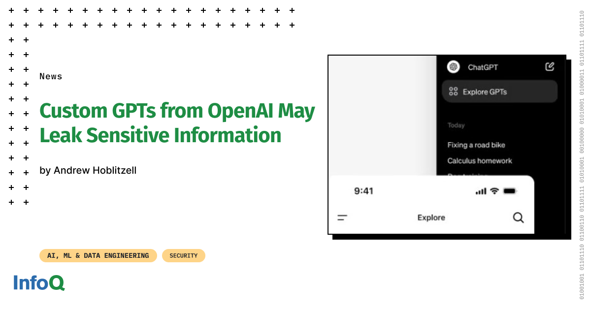 ⚠️OpenAI's new GPT Store comes with a concerning discovery - some users have found potential data exposure issues, raising questions about the system's security. Stay informed: bit.ly/3OarSjN #InfoQ #Security #AI