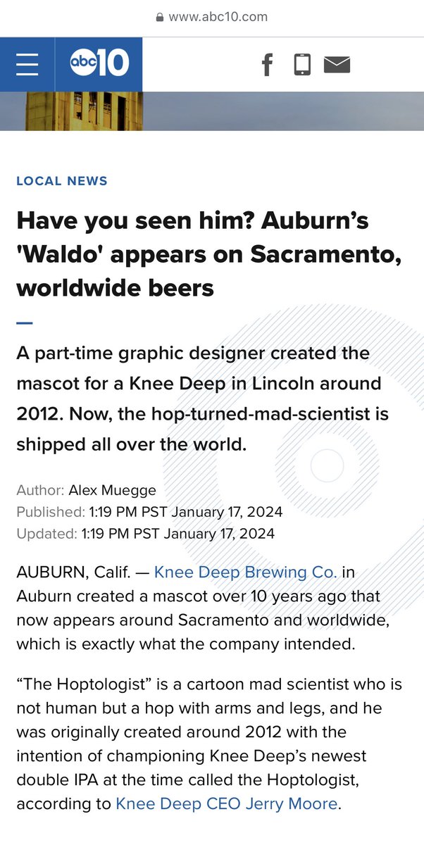 A little coverage on the #Hoptologist himself via @abc10tv. Read more: abc10.com/article/news/l…