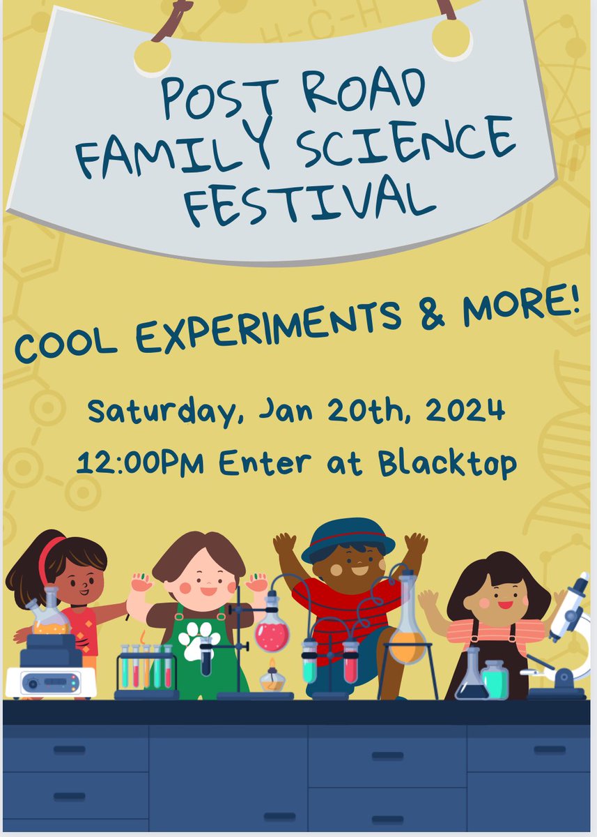 Post Road PTA (@postroadpta) on Twitter photo Are you freezing cold and not sure what to do with the kids this weekend? Come to our Family Science Festival. There will be 7 experiments (like making a DNA out of candy) & a 3D printing demonstration! This event is free to attend. <a href="/PRlibrarylady/">Post Road Library Media Center</a> <a href="/postroadschool/">Post Road School</a> <a href="/DrJosephRicca/">WPCSDSuper</a> Are you freezing cold and not sure what to do with the kids this weekend? Come to our Family Science Festival. There will be 7 experiments (like making a DNA out of candy) & a 3D printing demonstration! This event is free to attend. <a href="/PRlibrarylady/">Post Road Library Media Center</a> <a href="/postroadschool/">Post Road School</a> <a href="/DrJosephRicca/">WPCSDSuper</a>