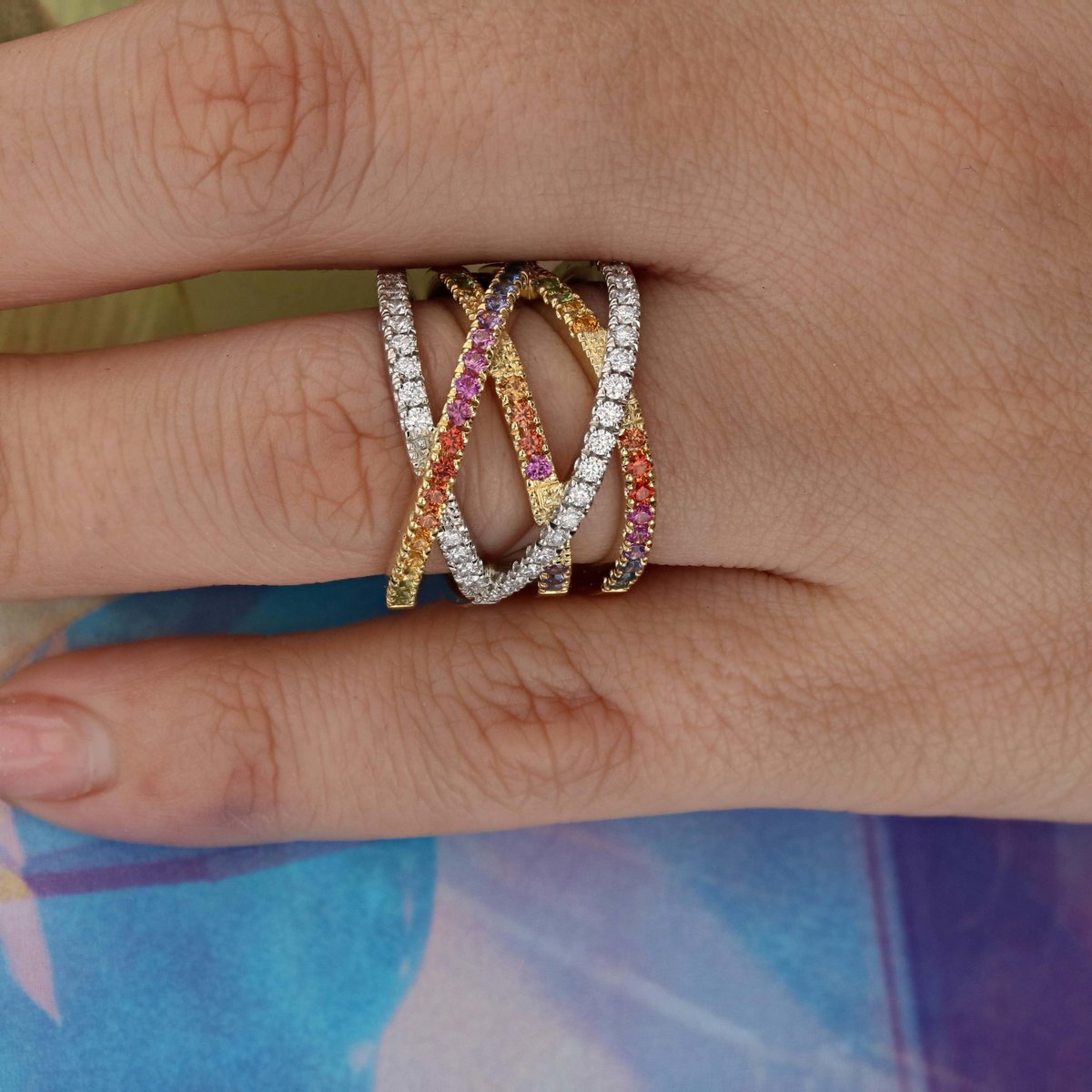 The newest addition to our Affinity Collection, Rainbow Sapphires!!! #CoffinandTrout #RainbowSapphires #FashionRing