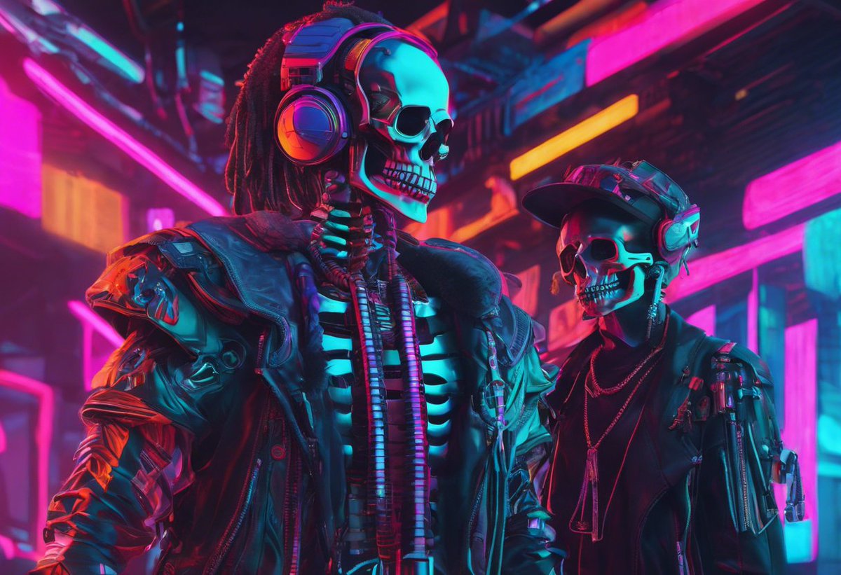 Hugofloresf's tweet photo. Skeletons
#afrofuturistic @wirestock AI Image Generator.
#afro #colors #neon #coolwave #digitalart #aiartwork