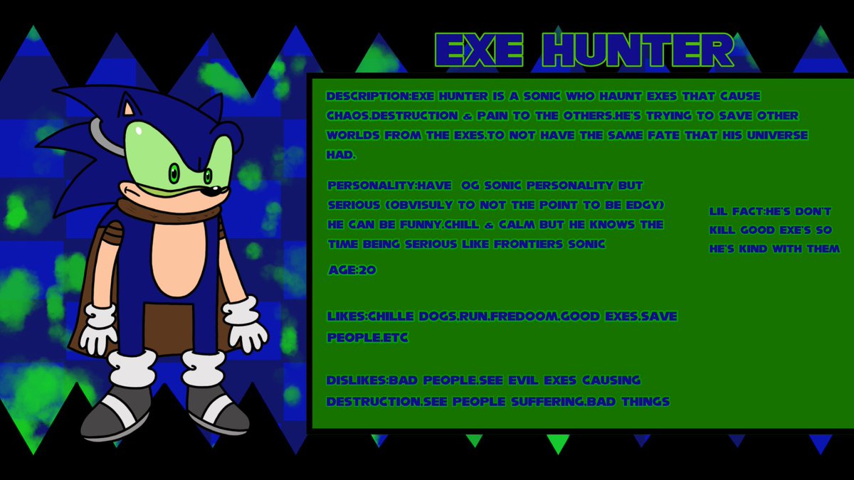 GABRIELCORREAM4's tweet photo. Exe hunter (Complete reference update ver.)
#exehunter #exehuntersweep #sonic #SonicTheHedgehog #sonicau https://t.co/OXTZJiRYzy