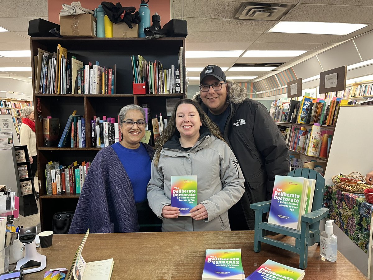 Yesterday evening Rye and I attended our dear friend Dr. Leela Viswanathan’s book launch for The Deliberate Doctorate at Novel Idea bookstore in Kingston. If you are considering doing a PhD, I highly recommend her book! 

#Author #PhD #PhDLife @Leela_Vis #ygk #kingston #books