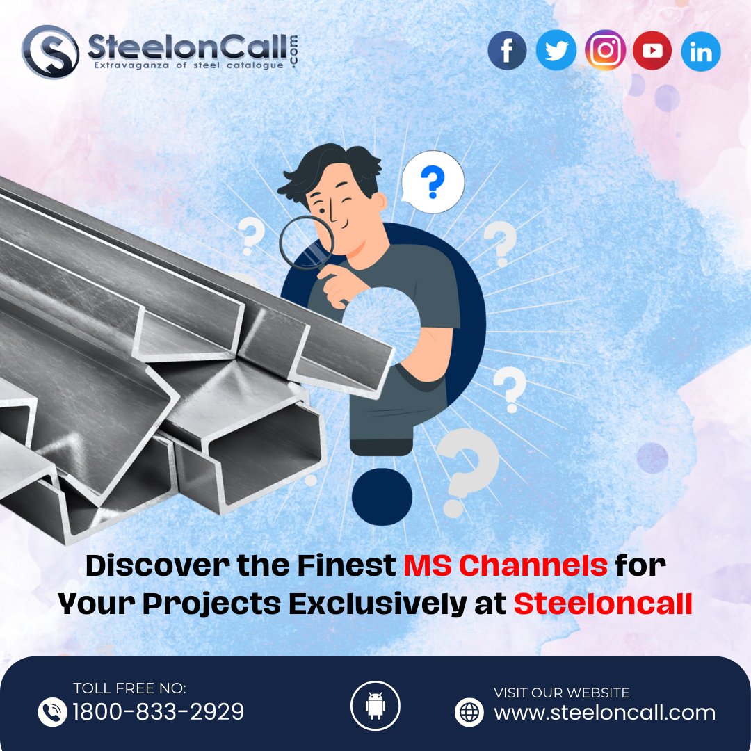 SteelonCall's tweet image. Discover the Finest MS Channels for Your Projects Exclusively at Steeloncall. For More Information Please Visit Steeloncall.com Or Call Us At 1800-833-2929

#mschannels #TMTbar #steel #steelbars #iron #ironbars #construction #qualitysteel #steelatbestprice #buysteel