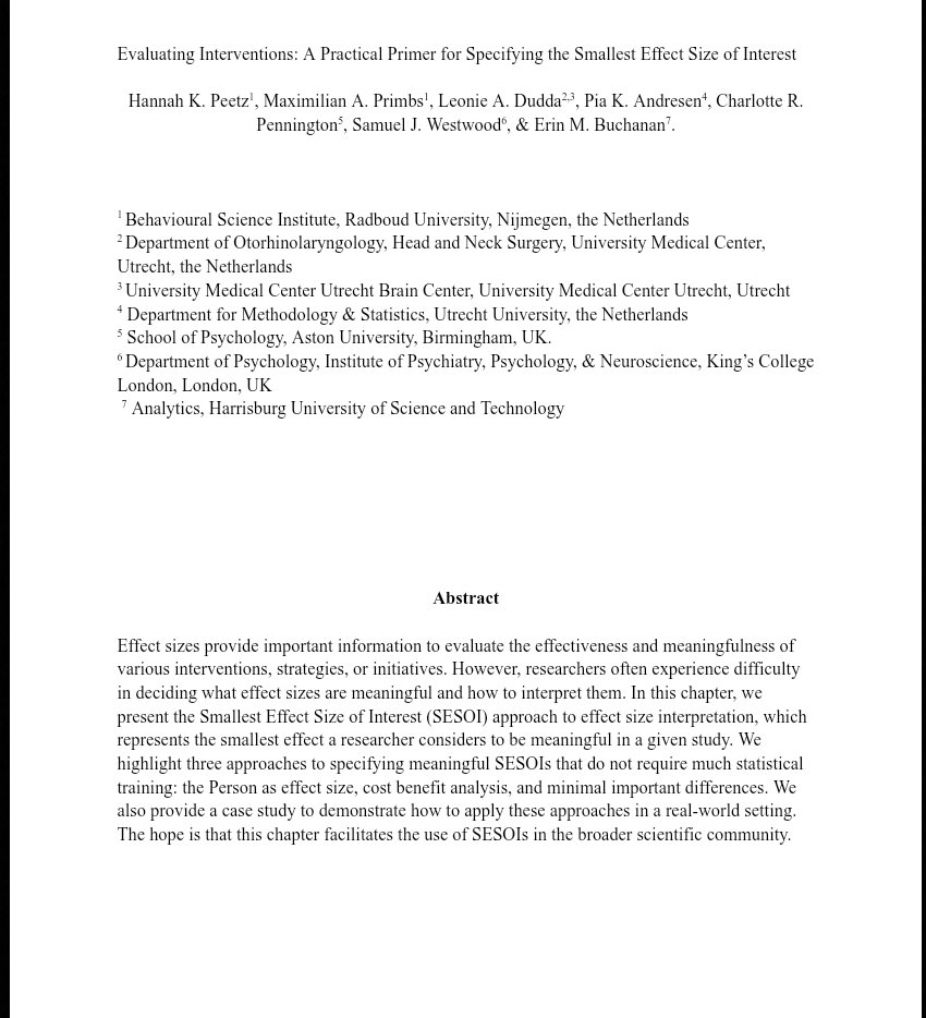 Evaluating Interventions: A Practical Primer for Specifying the Smallest Effect Size of Interest osf.io/preprints/psya… via @MaxPrimbs et al