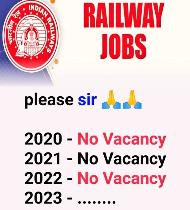 amethiya_anup's tweet photo. Unemployment is like a curse which it is the responsibility of the government to eliminate. #IncreaseRailwayALPVacancy
@AshwiniVaishnaw
@PMOIndia
@amethiya_anup #IncreaseRailwayALPVacancy
RT must https://t.co/BcBoO853ct