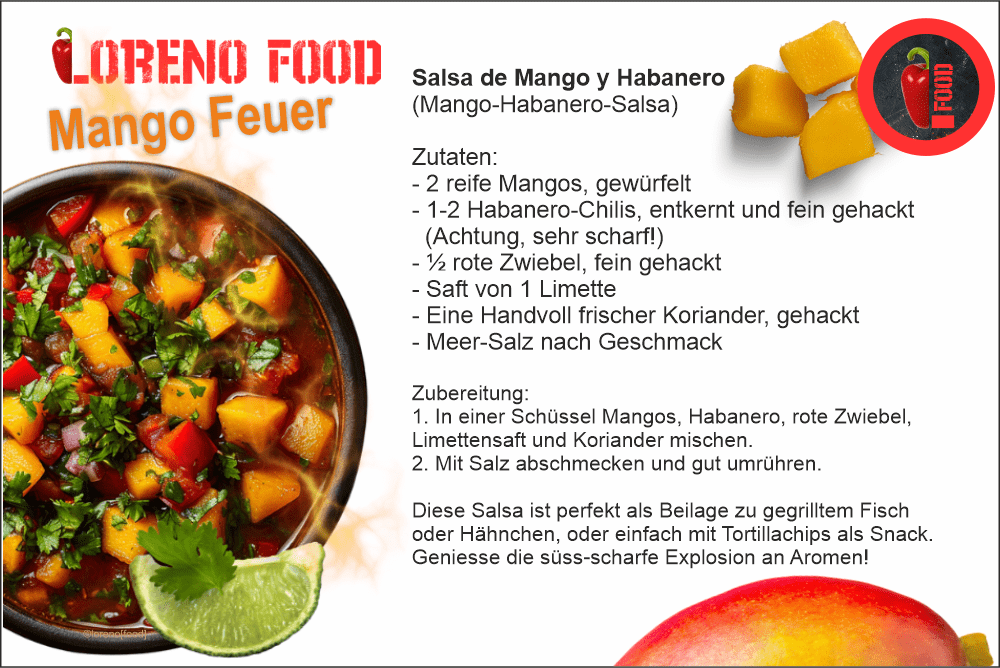 Diese Salsa ist eine perfekte Mischung aus süss und scharf, dank der reifen Mangos und der feurigen Habanero-Chilis. Beilage zu gegrilltem Fleisch, als Topping für Tacos oder als Dip mit Tortillachips. #MangoHabaneroSalsa #MexikanischeKüche