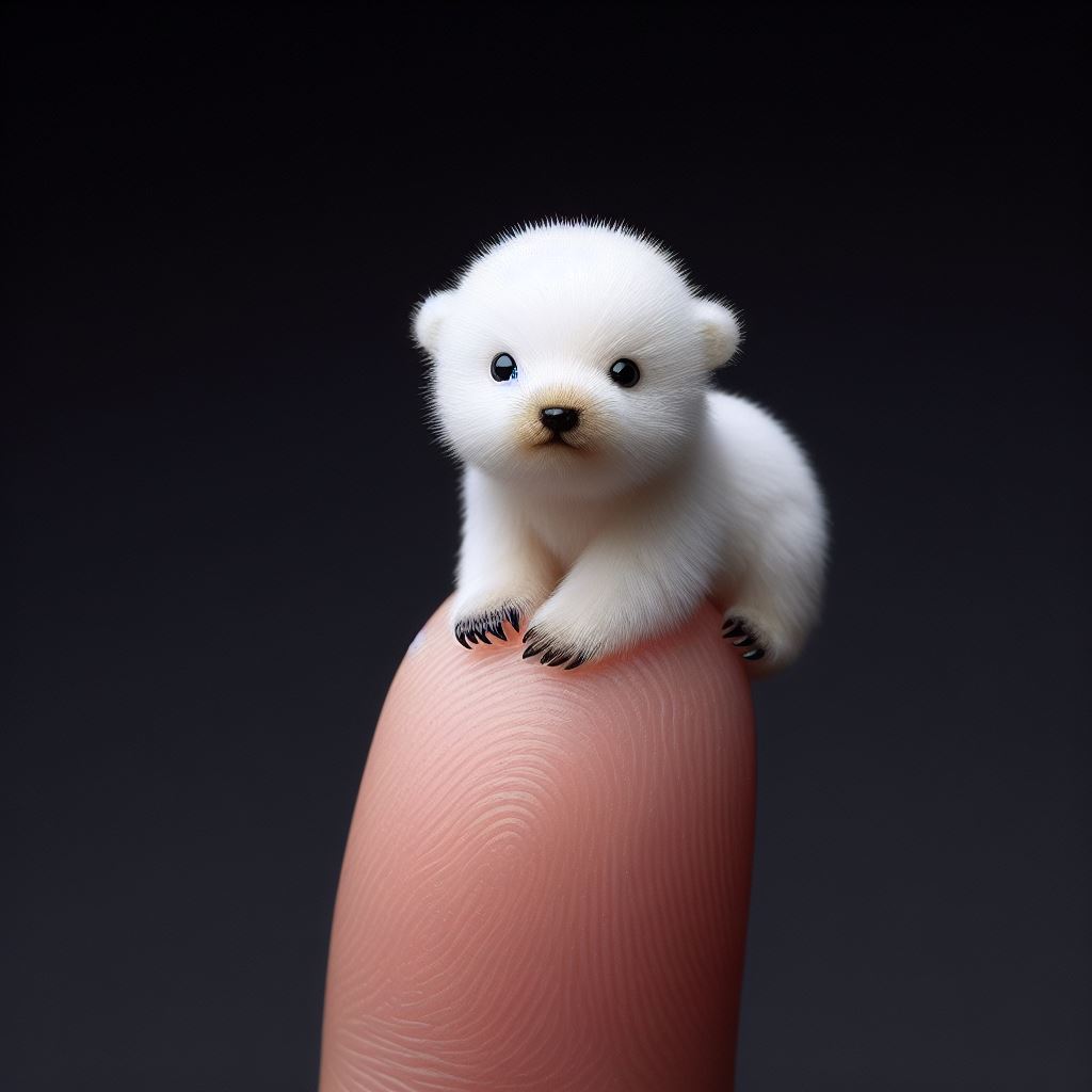 stylianos72's tweet photo. Tiny Polar Bear Animals on Finger (Made with AI)
#animal #art #artist #artwork #TinyBear #bear https://t.co/yfOEdUEkHK