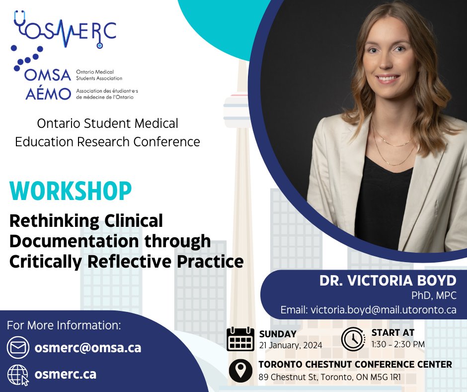OSMERC 2024 (@osmerc2) on Twitter photo We welcome Dr. Victoria Boyd <a href="/victoriaboyd/">Victoria Boyd</a> as one of our workshop leaders for the upcoming OSMERC2024! 📷 Join us for an enlightening session from 1:30-2:30 PM on "Rethinking Clinical Documentation through Critically Reflective Practice." 📷 #OSMERC2024 We welcome Dr. Victoria Boyd <a href="/victoriaboyd/">Victoria Boyd</a> as one of our workshop leaders for the upcoming OSMERC2024! 📷 Join us for an enlightening session from 1:30-2:30 PM on "Rethinking Clinical Documentation through Critically Reflective Practice." 📷 #OSMERC2024