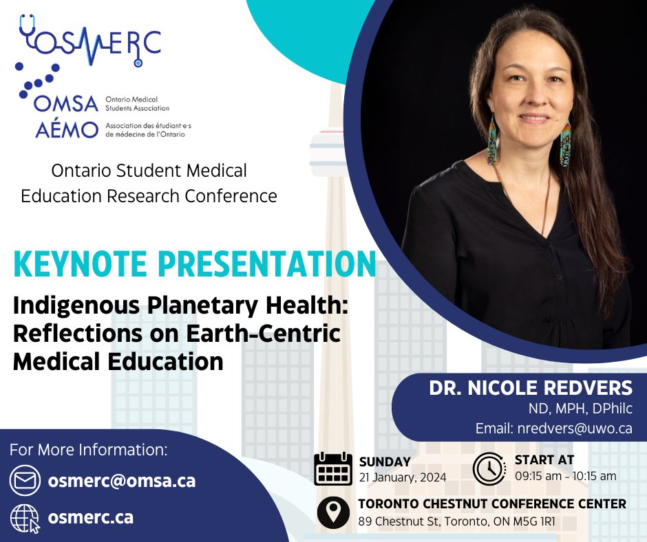 OSMERC 2024 (@osmerc2) on Twitter photo We are thrilled to announce Dr. Nicole Redvers <a href="/DrNicoleRedvers/">Nicole Redvers</a> as the keynote speaker at OSMERC 2024! Join us for her captivating presentation, "Indigenous Planetary Health: Reflections on Earth-Centric Medical Education," from 9:15 - 10:15 AM, January 21st! #OSMERC2024 We are thrilled to announce Dr. Nicole Redvers <a href="/DrNicoleRedvers/">Nicole Redvers</a> as the keynote speaker at OSMERC 2024! Join us for her captivating presentation, "Indigenous Planetary Health: Reflections on Earth-Centric Medical Education," from 9:15 - 10:15 AM, January 21st! #OSMERC2024