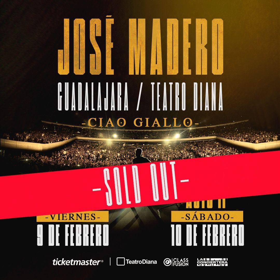 El show de <a href="/jose_madero/">MADERO</a> en el <a href="/teatrodiana/">Teatro Diana</a> está SOLD OUT 

Nos vemos 9 y 10 de febrero para cerrar #CiaoGiallo