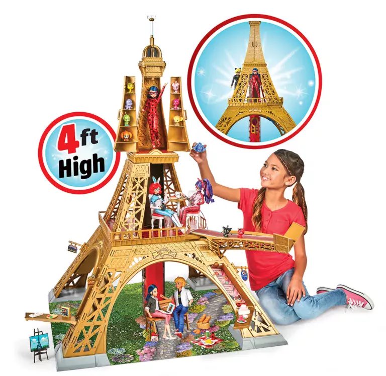 The @PlaymatesToys @BeMiraculousLB Paris Heroez Playset is designed as a focal point for kids’ imaginative adventures in Ladybug’s hometown of Paris. This play-set of the city’s recognizable landmark offers multiple floors & environments for play & display! #MiraculousLadybug 🐞