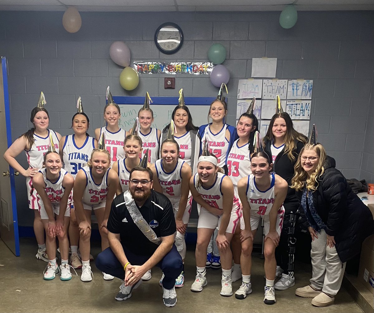 Great way to celebrate a birthday with a win from the girls! Also appreciate the sash, hats, and balloons they got as well! #TRTitans #WinTheDay