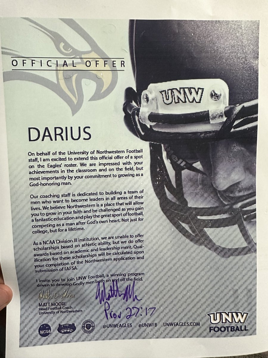 DairyQuartey's tweet photo. #AGTG blessed to receive an offer from the University of North Western! Thank you Coach’s! @UNWMoore @coachboom26 @unwfb  @NCSA_Football @NorthActivities @jaymac_34 https://t.co/K9jpUyy30S