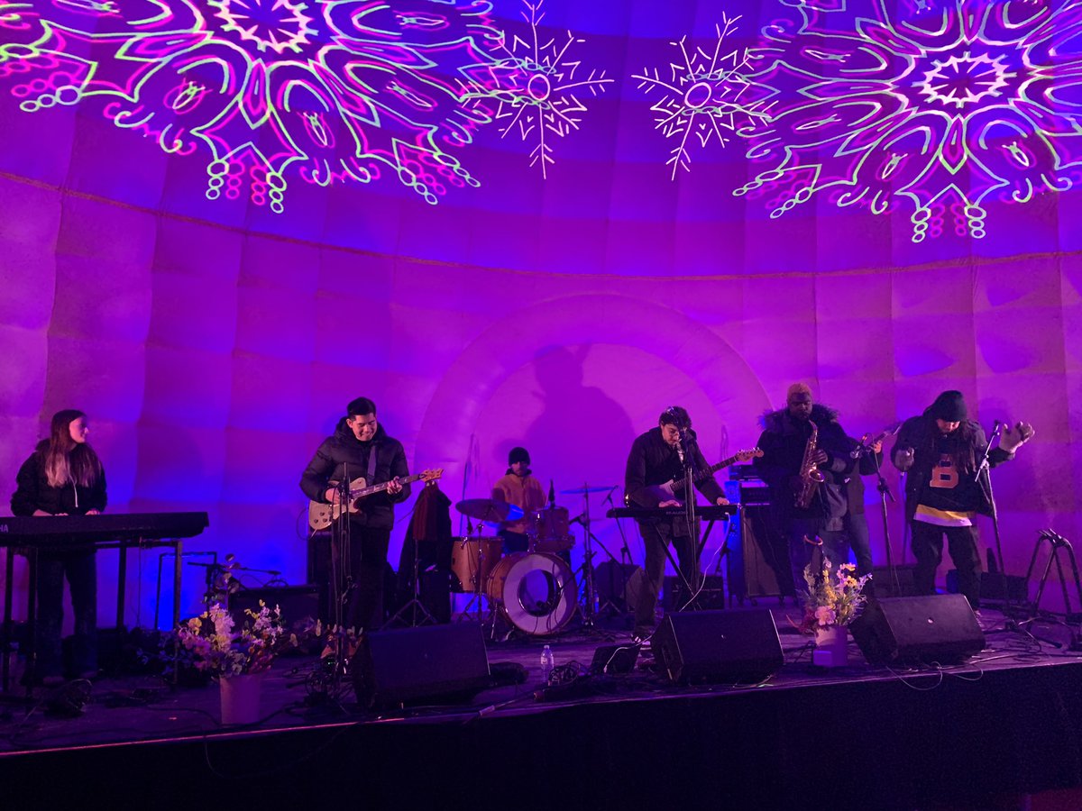 Did an impromptu drop into the snow dome <a href="/ShiveringSongs/">Shivering Songs</a> Festival this evening.

Nothing like standing on an asphalt parking lot in an unheated tent in -13 C in a dress and tights. 😊

But the music was great! 🎶