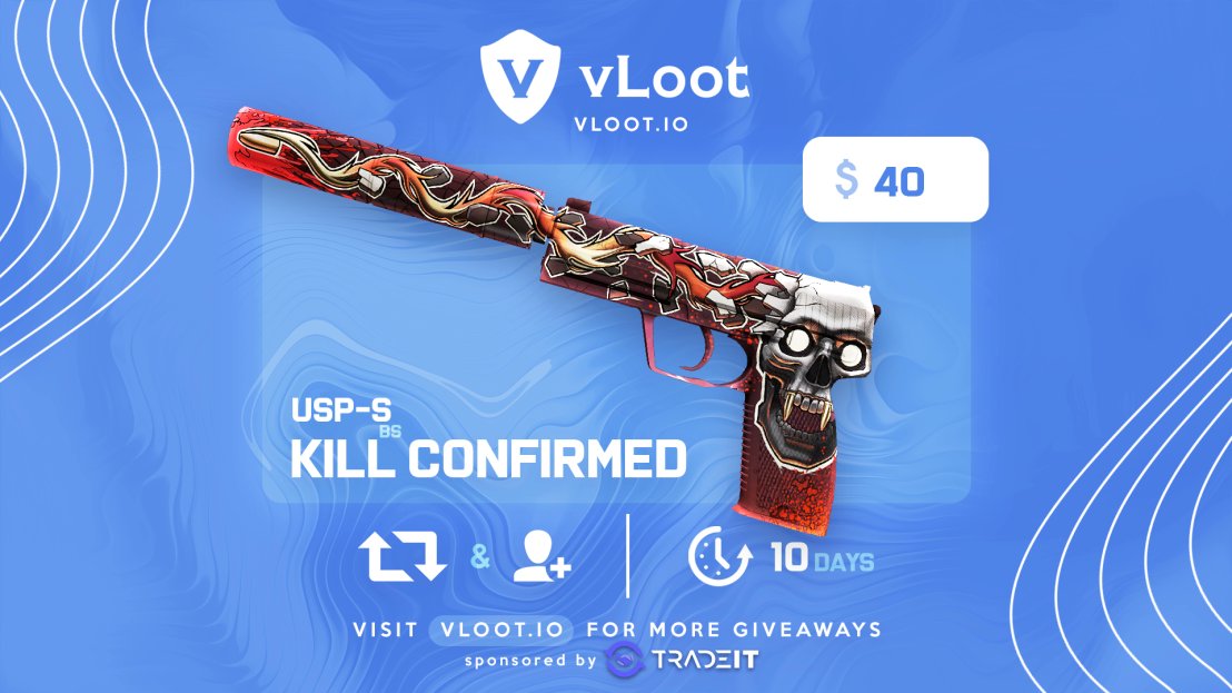 CSGO / CS2 USP-S Kill Confirmed Giveaway 🎁

✅ Follow <a href="/tradeit_gg/">Tradeit</a> &amp; <a href="/vloot_io/">vLoot.io</a>
✅ Like, Retweet and Tag 1 friend

Winner drawn in 10 days, good luck 🥰
