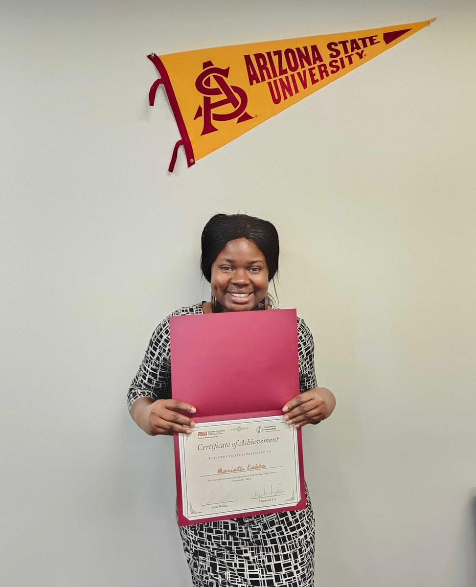 Fellow <a href="/kabba_mariatu/">Esther M. Kabba</a> , a journalist and women's movement activist from Sierra Leone, received the achievement award as the best Cronkite's Humphrey fellow in the Fall semester. Congrats!