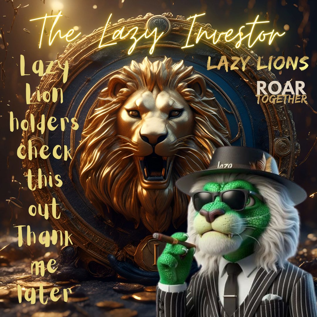 Qhu_NFT's tweet photo. If you haven't heard about the @LazyT1000 @LazyLionsNFT Investor Club get in the T1000 discord and find out what's up. You won't be disappointed. Restore the #ROAR in '24! https://t.co/YVvhV2w7G5