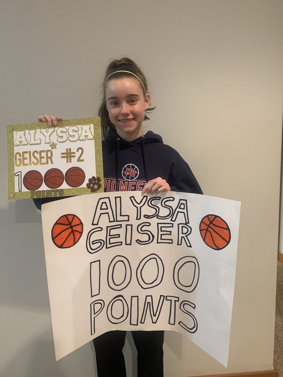 Congratulations to Alyssa on scoring her 1000th point last night in our game.