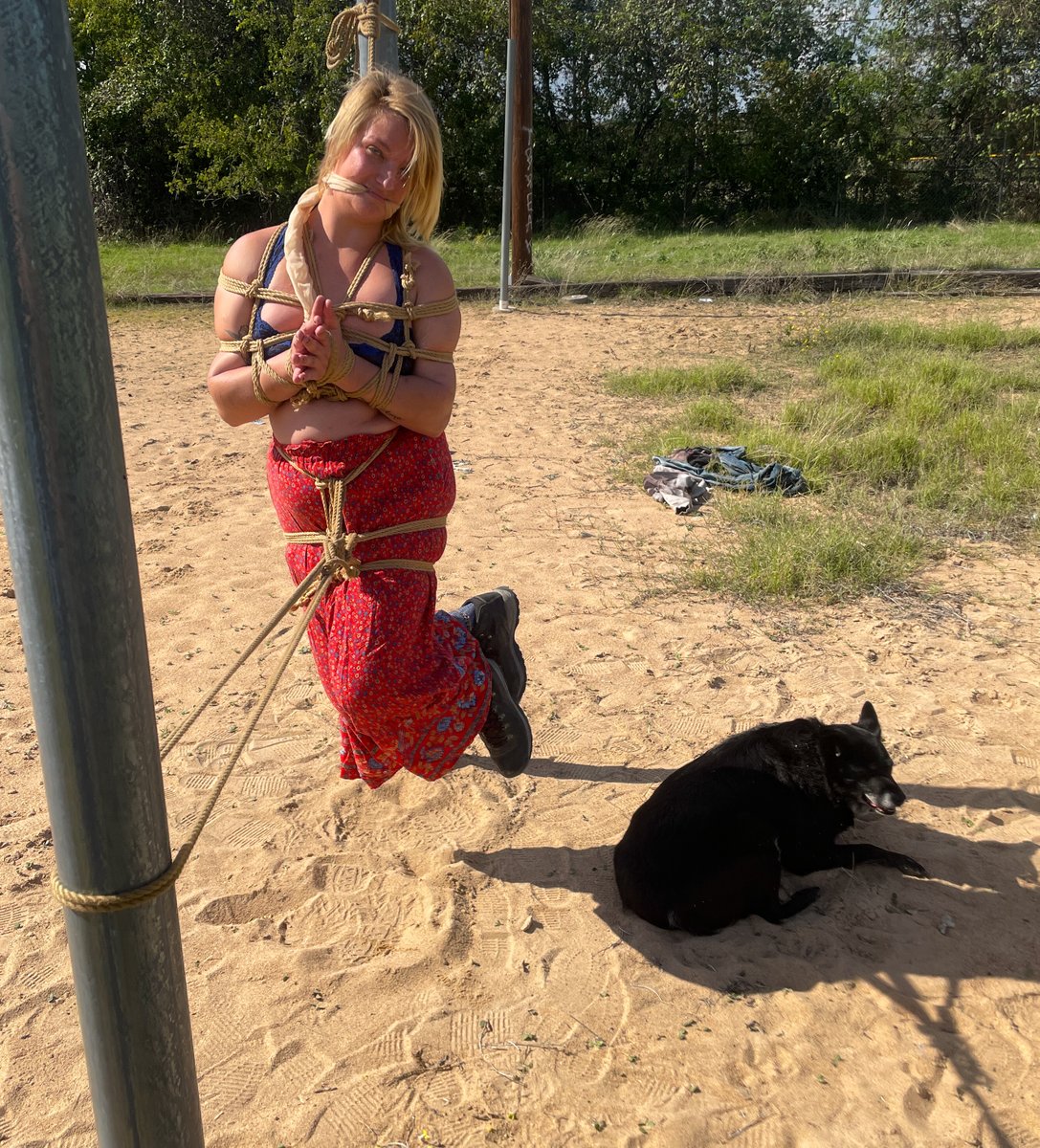 Jake Wing (@jakewing99) on Twitter photo Rope at an abandoned sand volleyball court. <a href="/siren_sleepless/">Sleepless_Siren_</a> in <a href="/Phoenix42C/">Phoenix 42 Creations</a> jute. The dog did not seem to be concerned. Rope at an abandoned sand volleyball court. <a href="/siren_sleepless/">Sleepless_Siren_</a> in <a href="/Phoenix42C/">Phoenix 42 Creations</a> jute. The dog did not seem to be concerned.