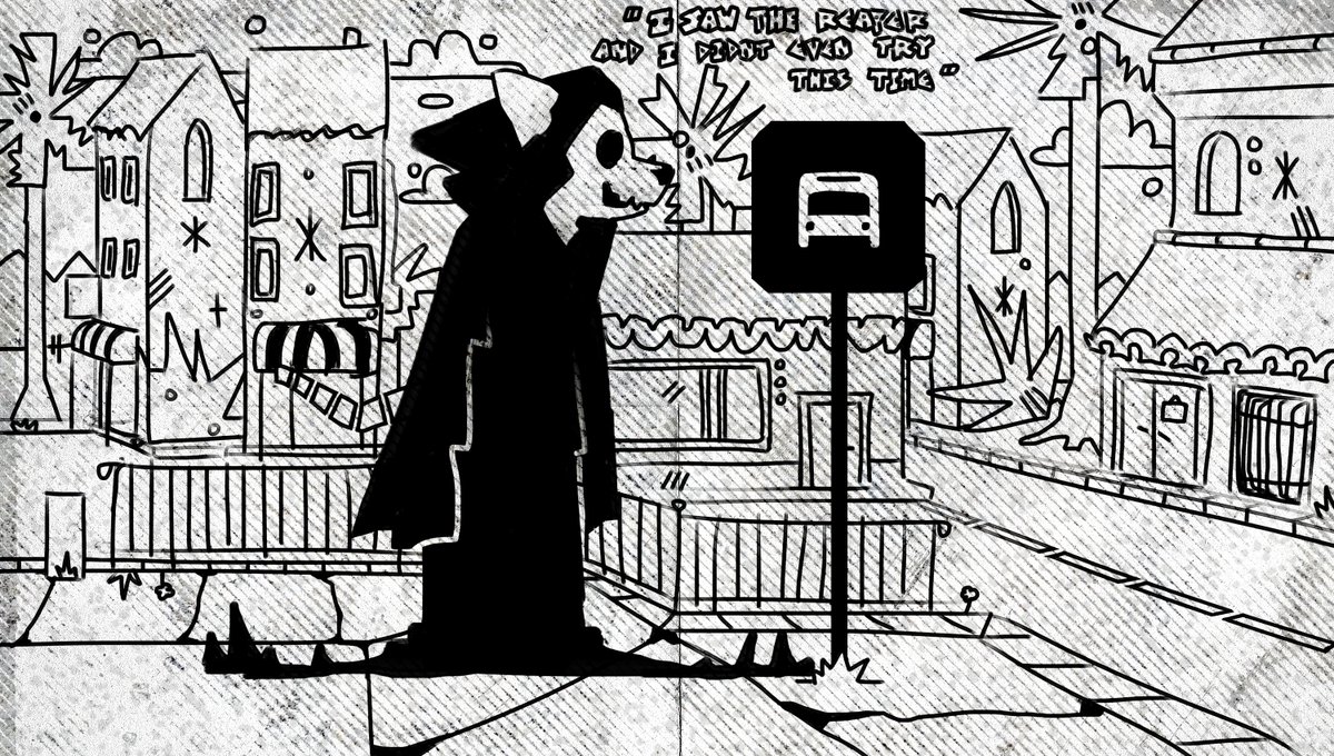 rizzcalf's tweet photo. 'Heck' but with a doggy reaper who collects bones @underscoresplus https://t.co/XjsxrhZ7mF