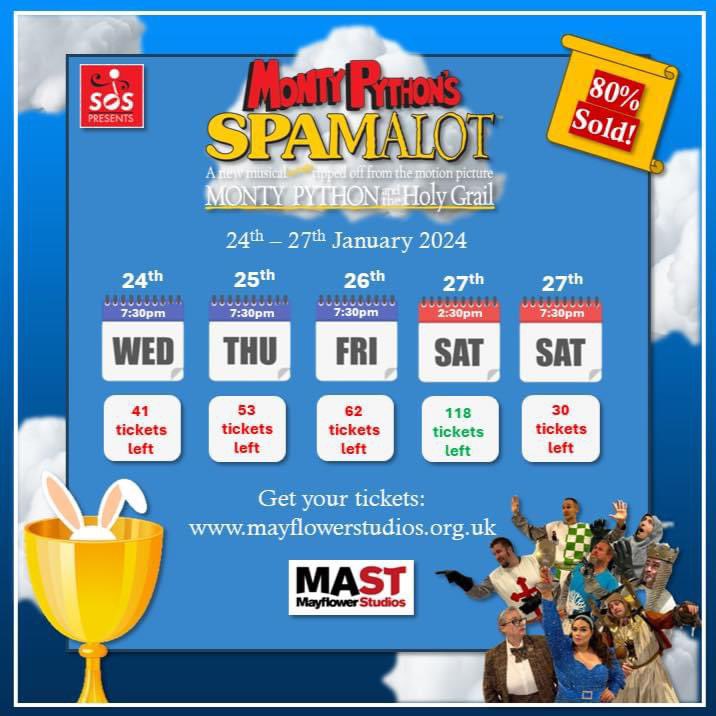 Low ticket availability warning! @MASTStudios #Spamalot