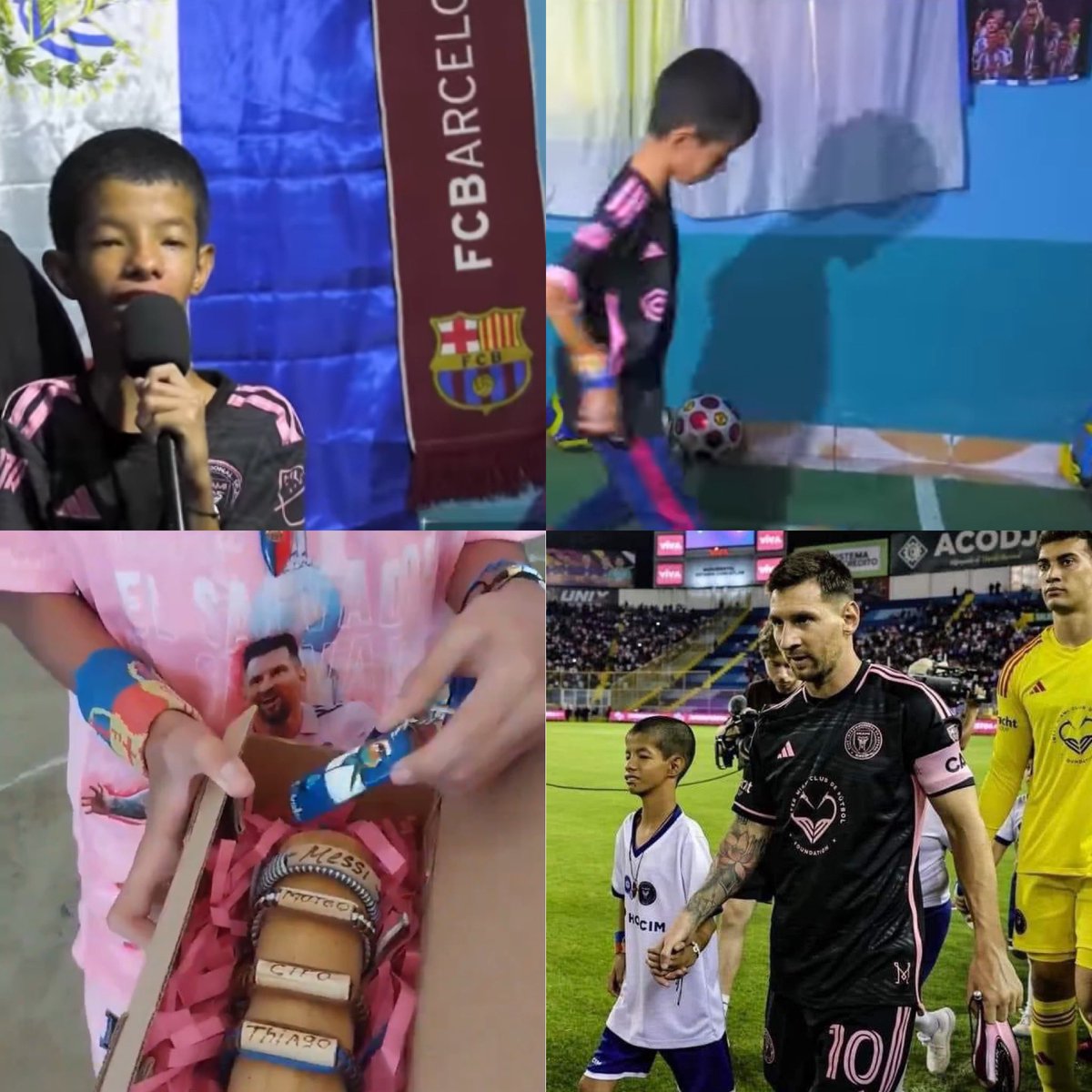 Él es Levi Sandoval, un joven salvadoreño que sufre de una enfermedad genética que genera insuficiencia de crecimiento. Le daban 6 meses de vida y hoy tiene 16 años.

¿Su pasión e impulso? El fútbol. ¿Su ídolo? Lionel. Cuando se confirmó que iba a su país, los organizadores lo