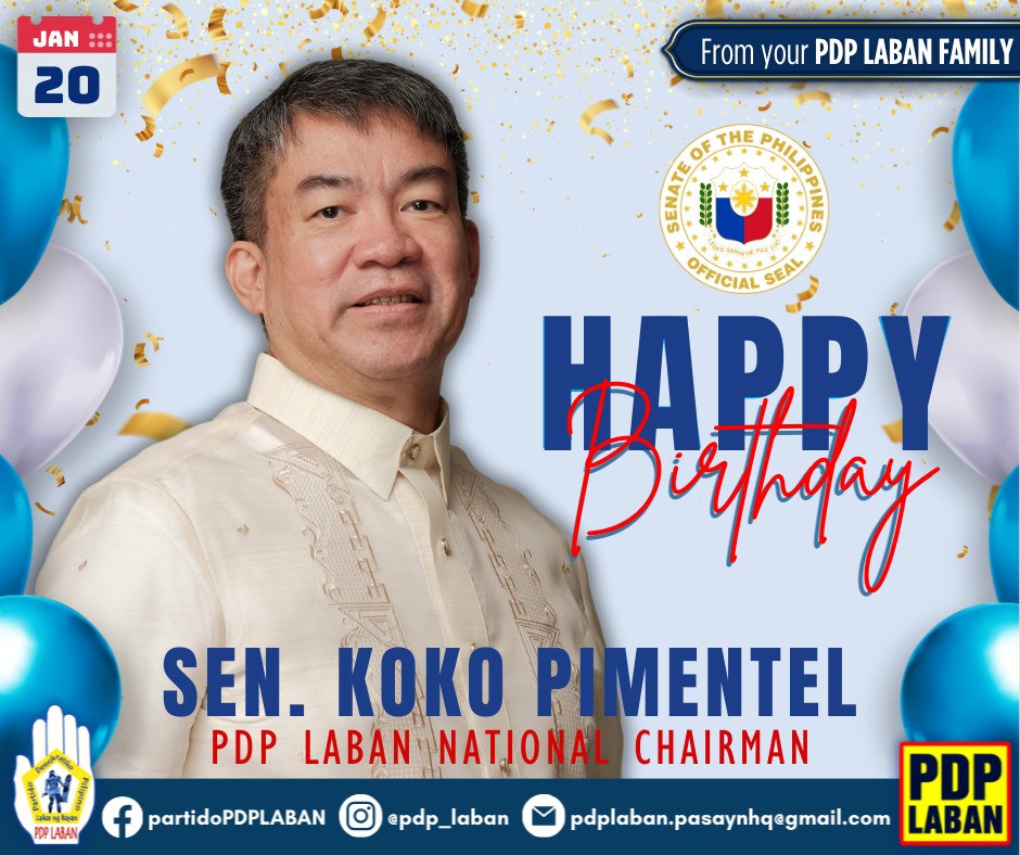 Happy Birthday to a truly inspirational Chairman of PDP Laban. Thank you for all of your efforts in serving the country and leading us into many great triumphs. You truly are an inspiration not just for us but to the Filipino people.