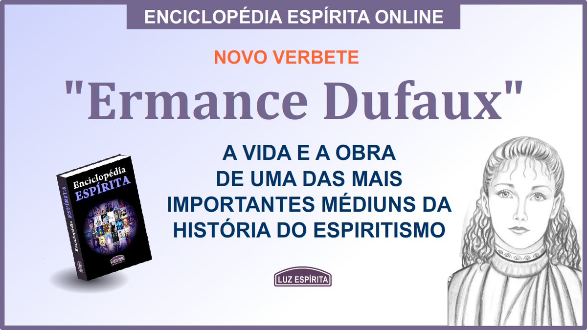 LuzEspirita's tweet photo. https://t.co/tNTDqMbyb5
ERMANCE DUFAUX
Vida e obra de uma das mais importantes médiuns da História do Espiritismo na primeira geração de espiritas.
#espiritismo #Ermance #ErmanceDufaux #Dufaux #mediunidade #medium #SPEE #Kardec #AllanKardec #LuzEspirita https://t.co/XCrvGg90Vx