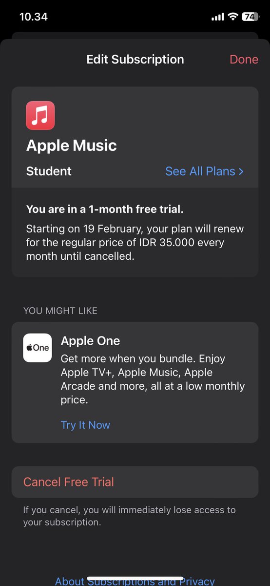 elianric's tweet photo. goks ternyata email ui masi bisa dipake buat paket pelajar apple music 🤯 mayan dari 65 rebu jadi 35 rebu / bln https://t.co/duZpL9voem