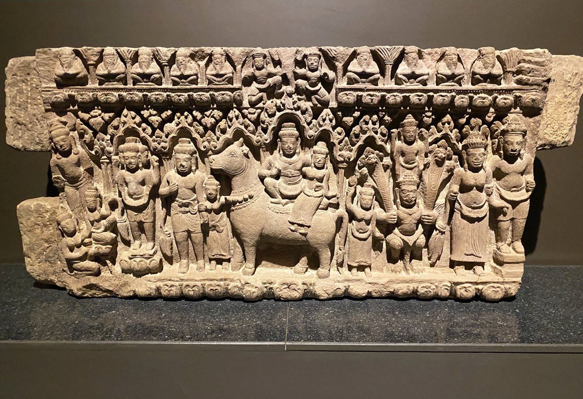 AndyBrouwer's tweet photo. One of my personal Top 10 exhibits at the Angkor National Museum in Siem Reap #Cambodia - a gorgeous 11thC lintel from Prasat Prei Thnal North showing Shiva and Uma on Nandin as the central characters. #Angkor https://t.co/lfHF8EYamB