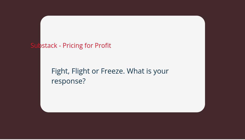 Pynpinie's tweet photo. It's usually our first reaction when happen upon a confronting situation.

Read more 👉 https://t.co/b1u1RGEKwK

#fightflightfreeze #makeastart #pricingforprofit #fight #freeze #flight #sloppysuccess #ConfrontingSituation #PrimalResponse https://t.co/qHTnOw0ll4