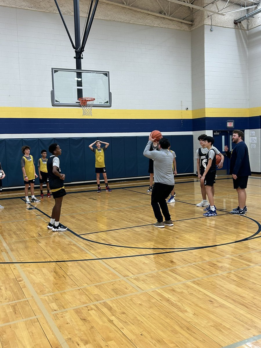 Everyone practices free throws! Not even boss man can skip out! <a href="/McMeansJH/">Steve Guzzetta</a>