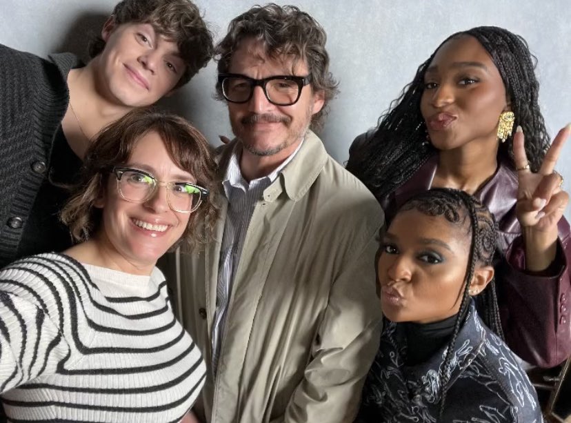 Pedro Pascal with director Anna Boden, Jack Champion, Normani and
