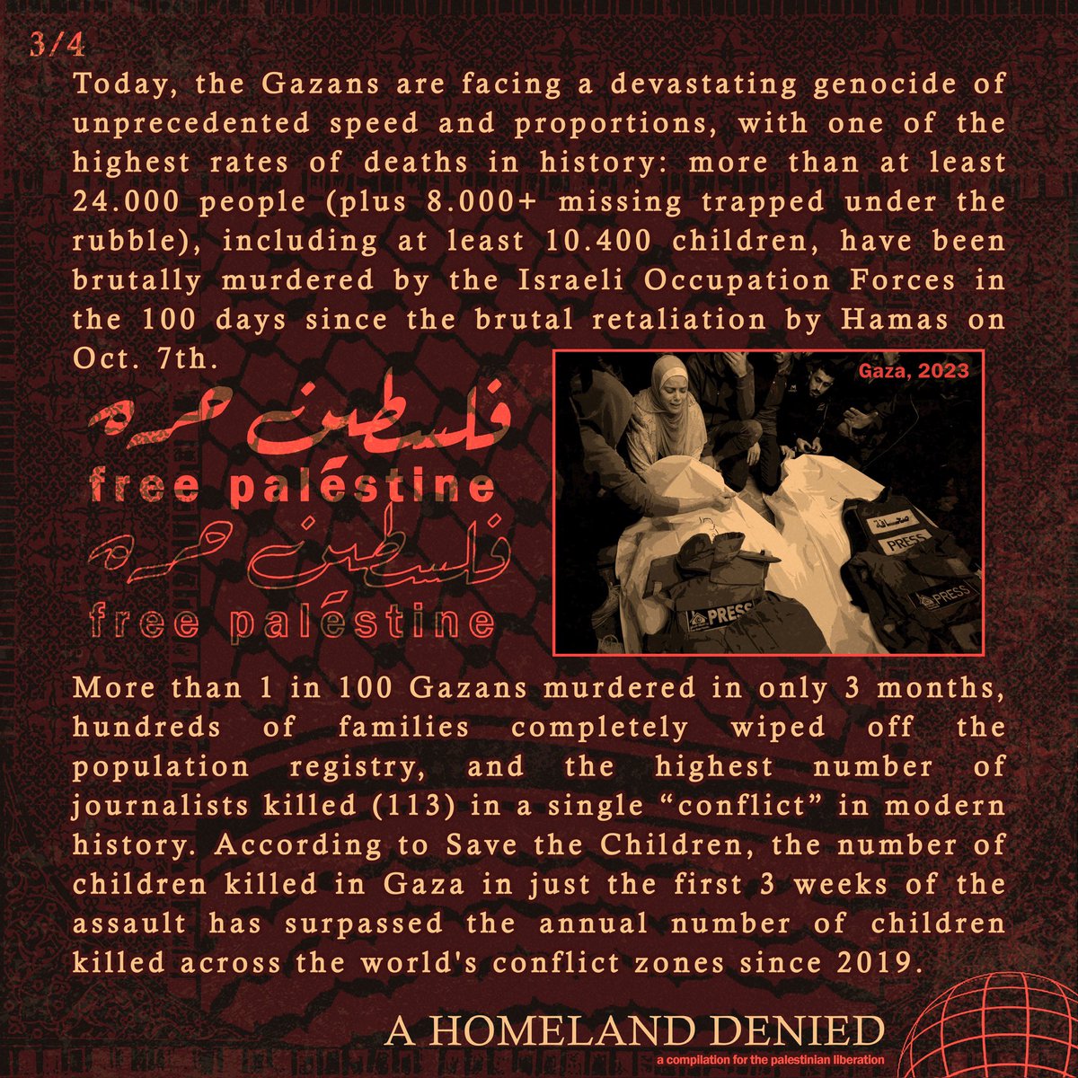 A HOMELAND DENIED: A Compilation for Palestinian Liberation” is out on bandcamp NOW. We are proud to announce this massive hardcore (and adjacent) benefit compilation to send urgent aid to Palestinian children in Gaza.

All profits will be donated to @mecaforpeace .