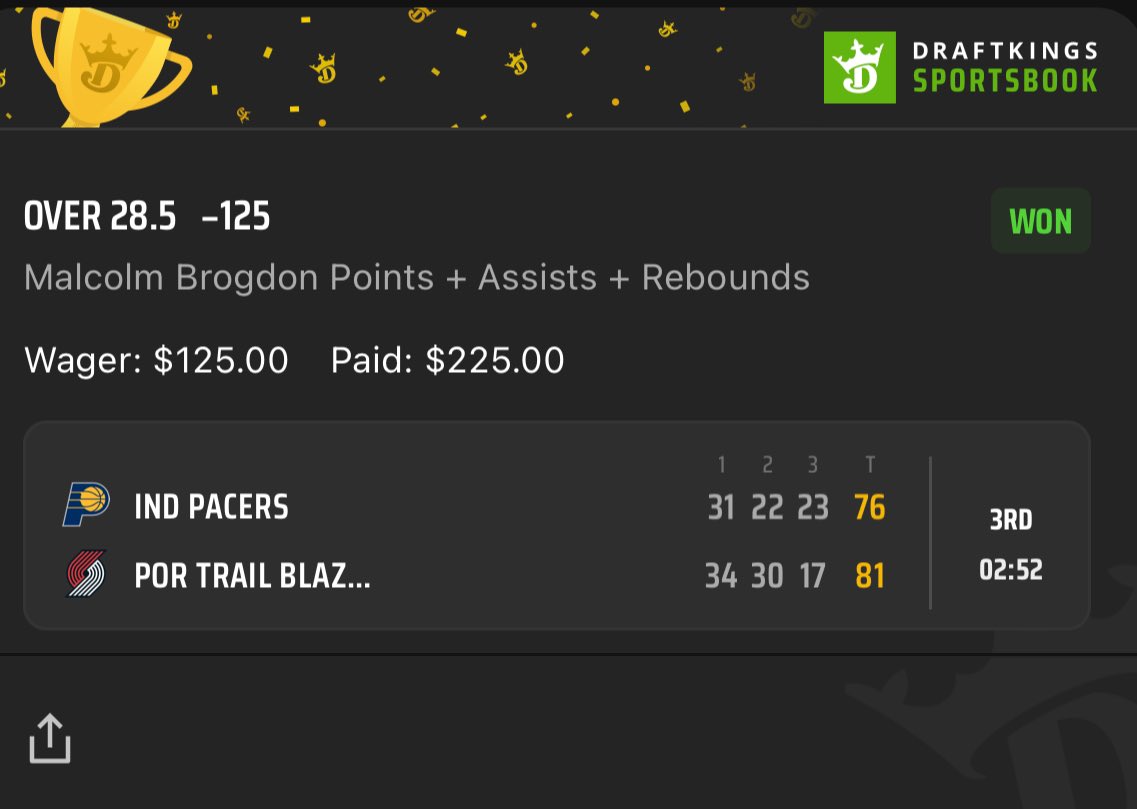 99Proplems's tweet photo. BI O 29.5 PRA ✅
Zingus O 17.5 Points ✅
White O 20.5 PRA ✅
Z Collins O 21.5 PRA ✅
Pat Bev O 7.5 PR ✅
Brogdon O 28.5 PRA ✅
Bey O 19.5 PR ❌

27-6 last 33 play run 👀🔥

When it comes to straight betting NBA props, I promise you there is nobody better. 🤫 https://t.co/i3s8gbDeW3