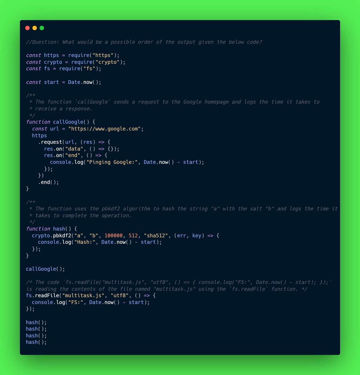 Sankalan47's tweet photo. Learning backend concepts in nodejs:
- JS code execution with libuv and v8
- how node handles tasks with C++ bindings and a hybrid approach of event loop and multi-threaded thread pool
- how node works with worker threads and cluster modules
#backend #webdev #javascript #node https://t.co/rd5VKKG116